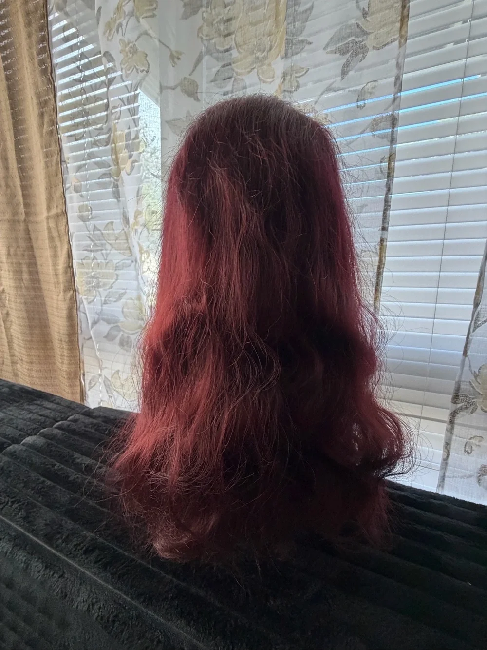 Deep Burgundy Long Wavy Women's Wig - Unbranded